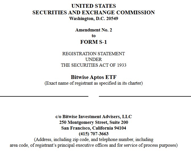 Bitwise Aptos ETF SEC Filing