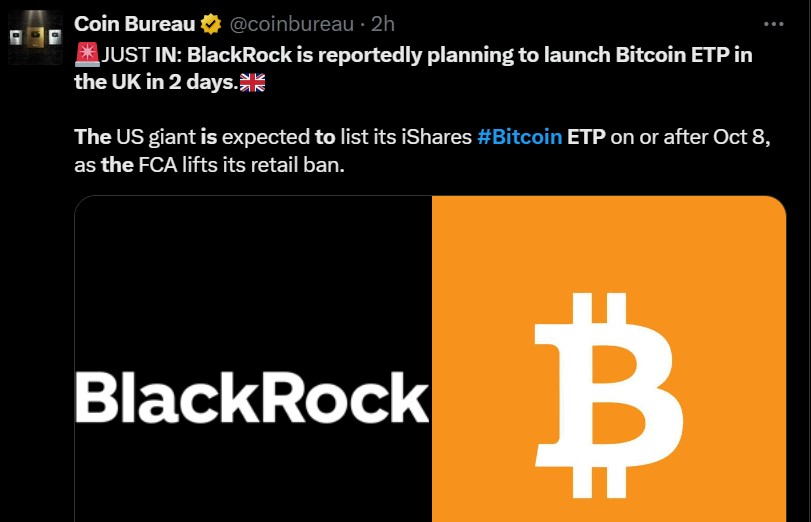BlackRock Bitcoin ETP Launch in UK