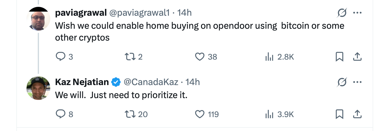 Bitcoin for Real Estate: Opendoor Eyes Crypto Home Buying as BTC Hits Record High