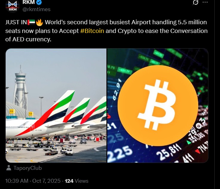 Dubai International Airport might consider Crypto Payments.
