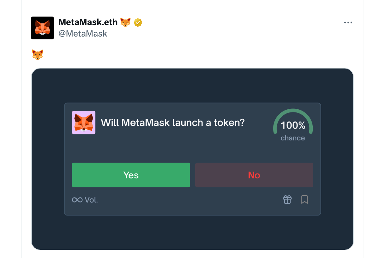 Metamask确认代币推出，与Polymarket合作进行钱包内预测市场