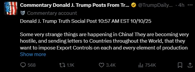 特朗普对中国关税增加的警告