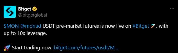 bitget launch MON premarket trading 