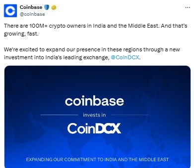 Coinbase推文