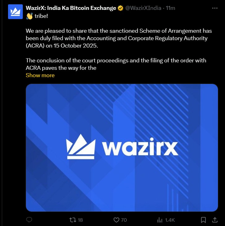 WazirX Latest Update