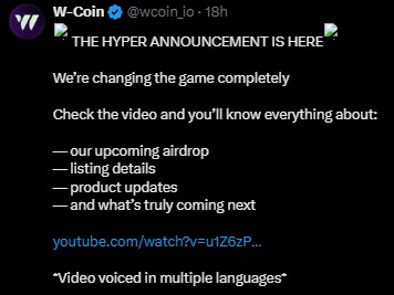 WCoin 空投上市日期