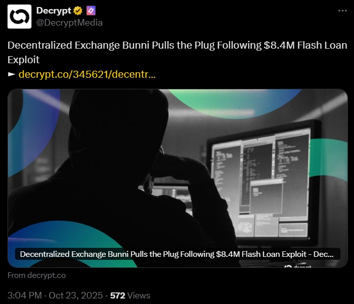 Bunni Exchange Shuts Down after Hack