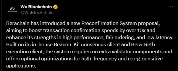 Berachain Preconfirmation System Speed Upgrade