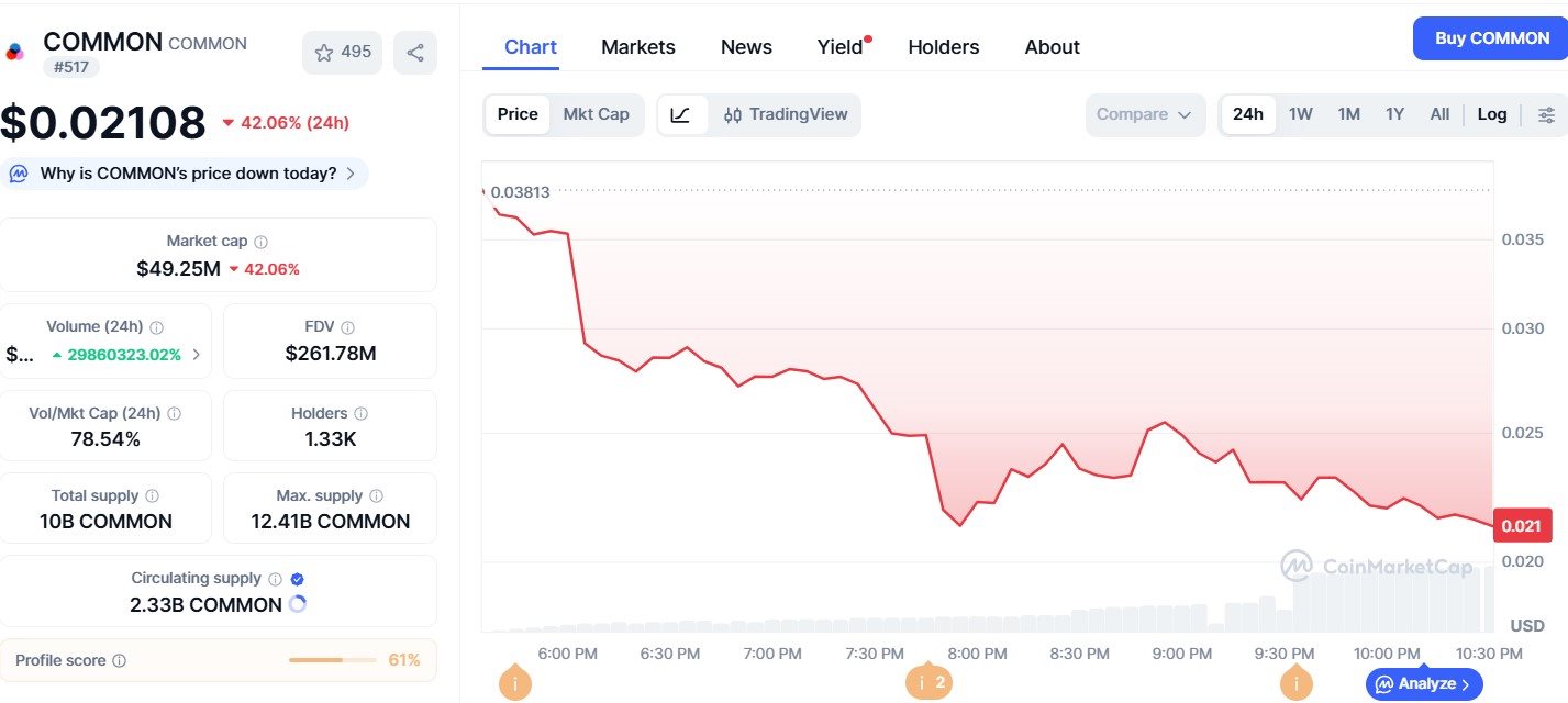Common Token Price Crash Common Token Price Crash