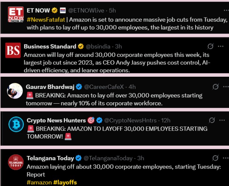 Sources that confirm Amazon Layoffs News Sources that confirm Amazon Layoffs News