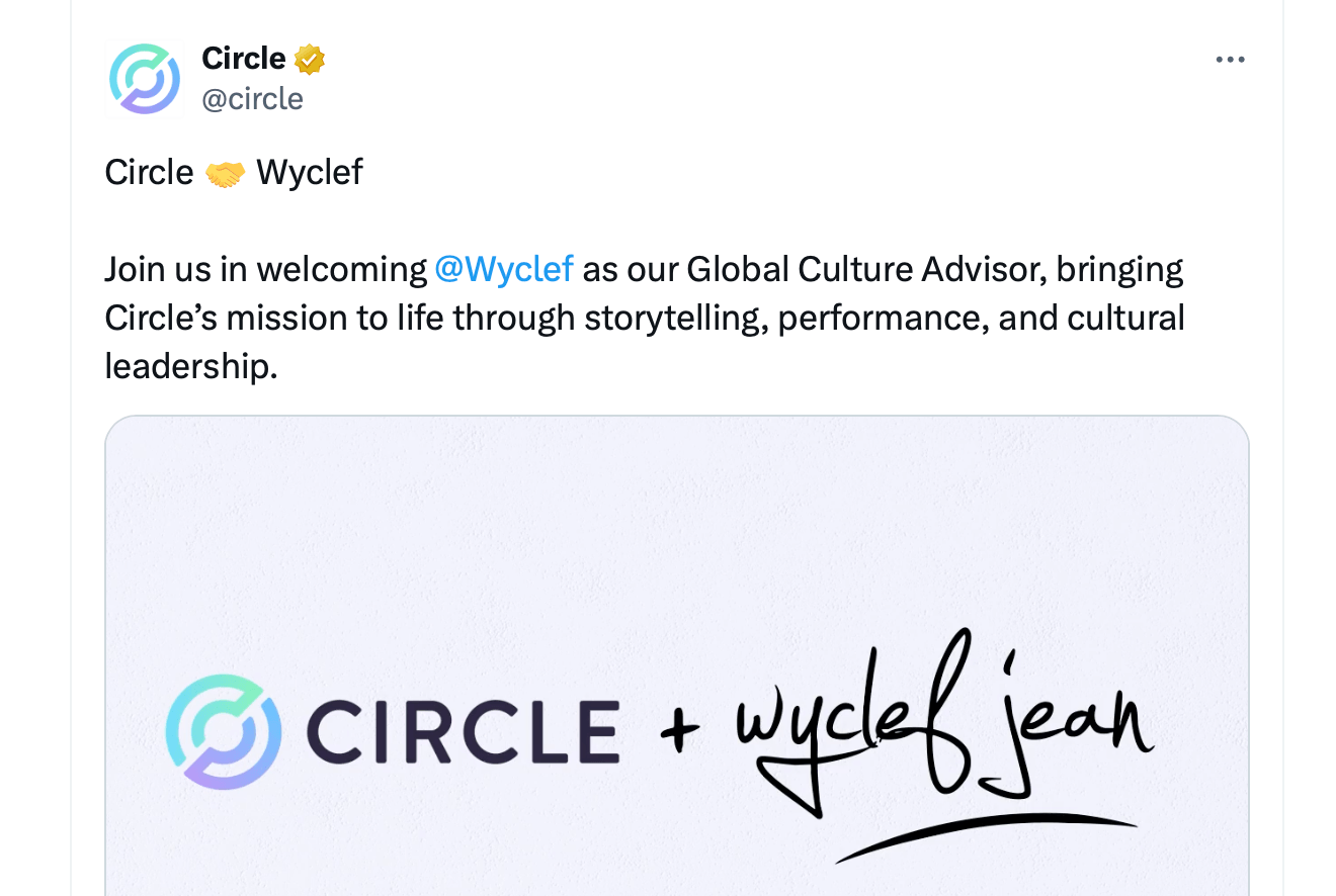 From Fugees to Fintech: Wyclef Jean Joins Circle to Explore Stablecoin Payments Through Art From Fugees to Fintech: Wyclef Jean Joins Circle to Explore Stablecoin Payments Through Art