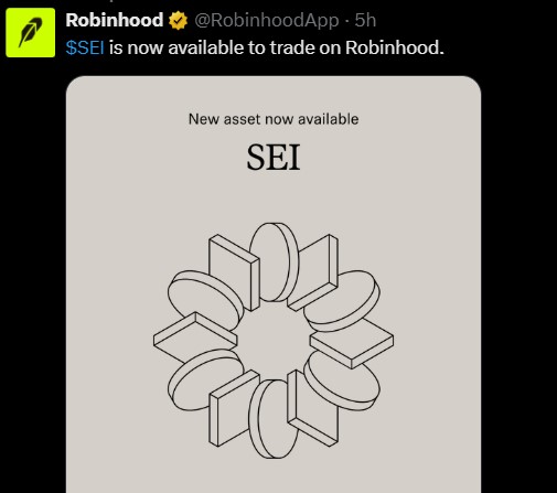 SEI Crypto Robinhood Launch SEI Crypto Robinhood Launch