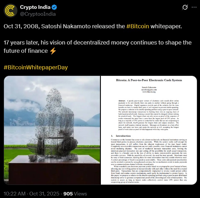 庆祝比特币白皮书17周年 庆祝比特币白皮书17周年