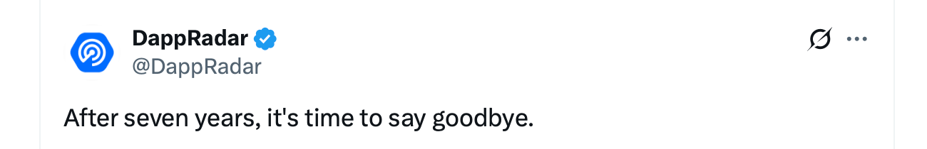 Dappradar宣布在Web3市场变化中全面关闭;RADAR下滑32% Dappradar宣布在Web3市场变化中全面关闭;RADAR下滑32%