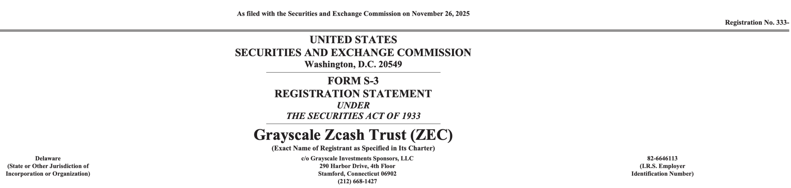 Grayscale Moves Toward First Zcash ETF With SEC Filing Grayscale向SEC提交首个Zcash ETF申请