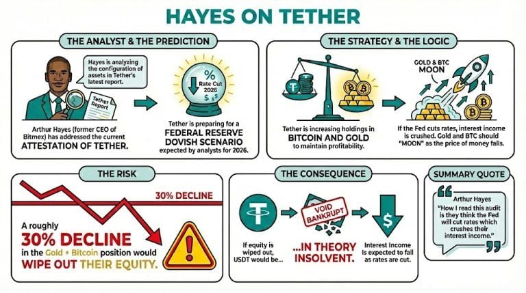 亚瑟·海斯:Tether的黄金和比特币囤积预示着重大降息 亚瑟·海斯:Tether的黄金和比特币囤积预示着重大降息