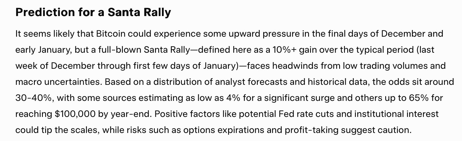 比特币圣诞反弹?ChatGPT、Grok和Gemini设定概率 比特币圣诞反弹?ChatGPT、Grok和Gemini设定概率
