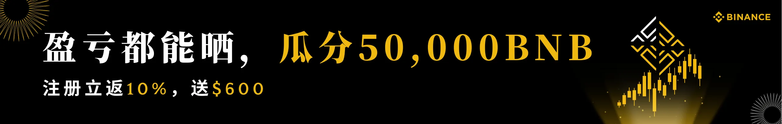 晒盈亏分50,000 BNB! 注册立返10%