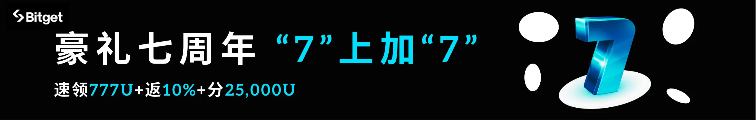 Bitget七周年速领777U+返10%+分25,000U
